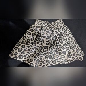 Boston Proper Leopard Print Circle Skirt in Black and Cream